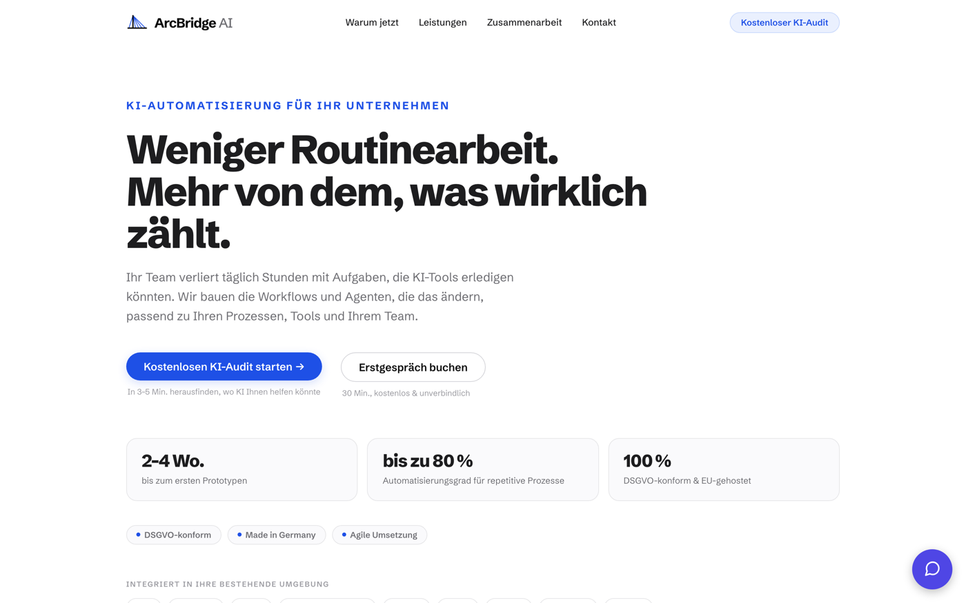 Startseite von ArcBridge AI