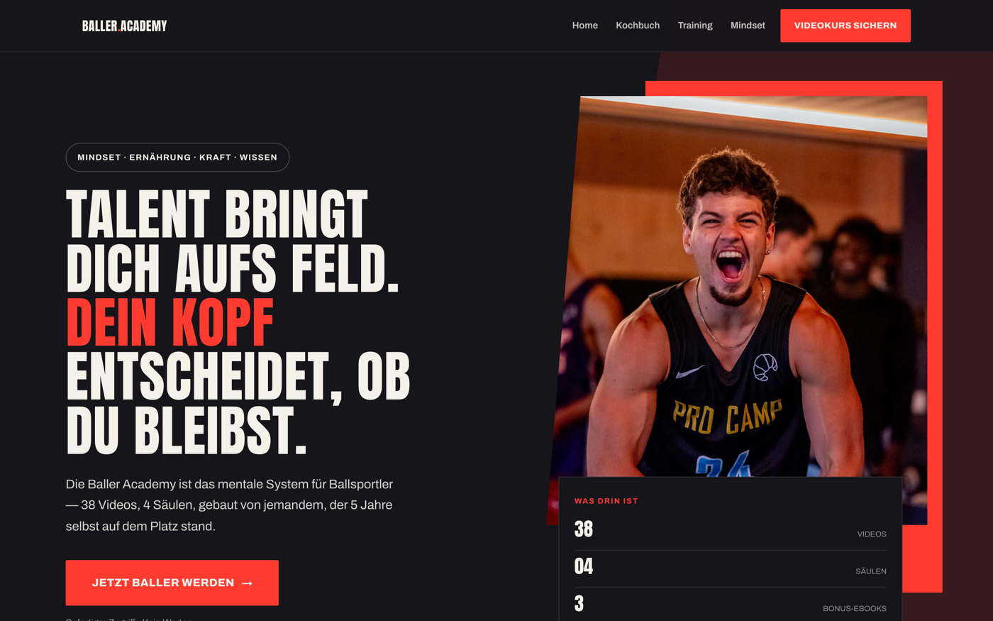 Startseite der Baller Academy