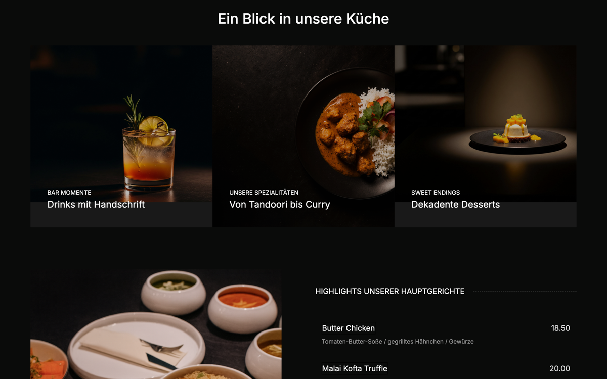 Abschnitt mit Speisen und Getränken